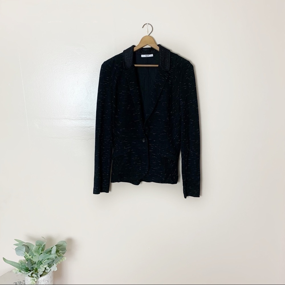 [Three Dots] Black Heather Print  Jersey Knit Blazer